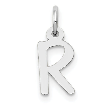14k White Gold 14K White Gold Small Slanted Block Letter R Initial Charm