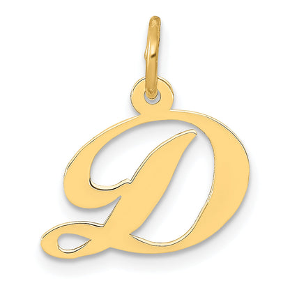 14k Yellow Gold 14K Small Fancy Script Letter D Initial Charm