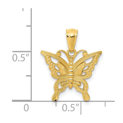 14k Yellow Gold 14k Diamond-cut Butterfly Pendant