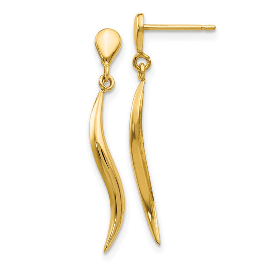14k Yellow Gold Polished Fancy Dangle Post Earrings