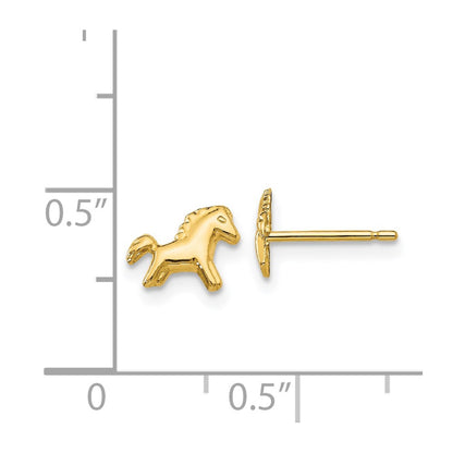 14K Yellow Gold Polished Horse Post Earrings