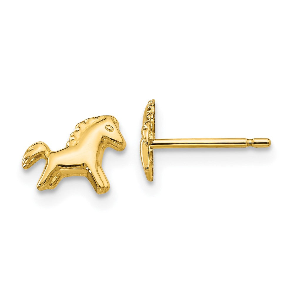 14K Yellow Gold Polished Horse Post Earrings