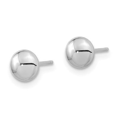 14K White Gold Polished Button Post Earrings