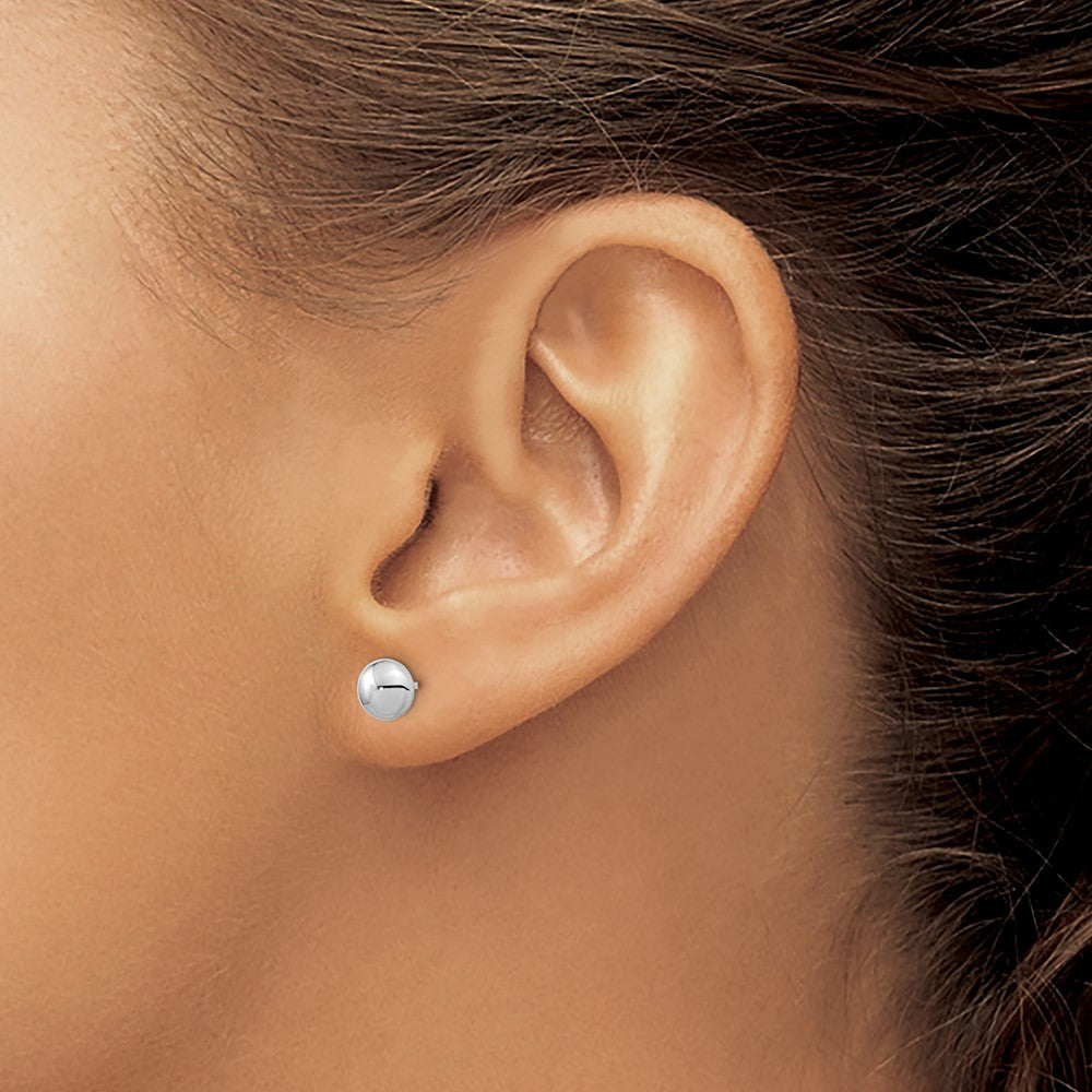 14K White Gold Polished Button Post Earrings