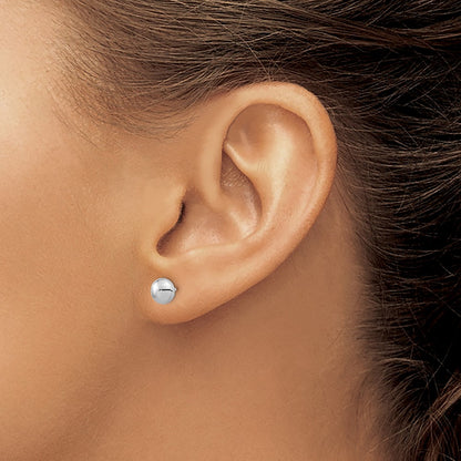 14K White Gold Polished Button Post Earrings
