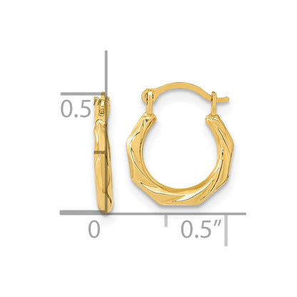 14K Yellow Gold Polished Twist Hoop Earrings