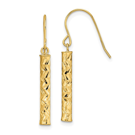 14k Yellow Gold Polished Dangle Earrings