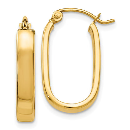 14K Yellow Gold Polished 3.5mm Oval Hoop Earrings