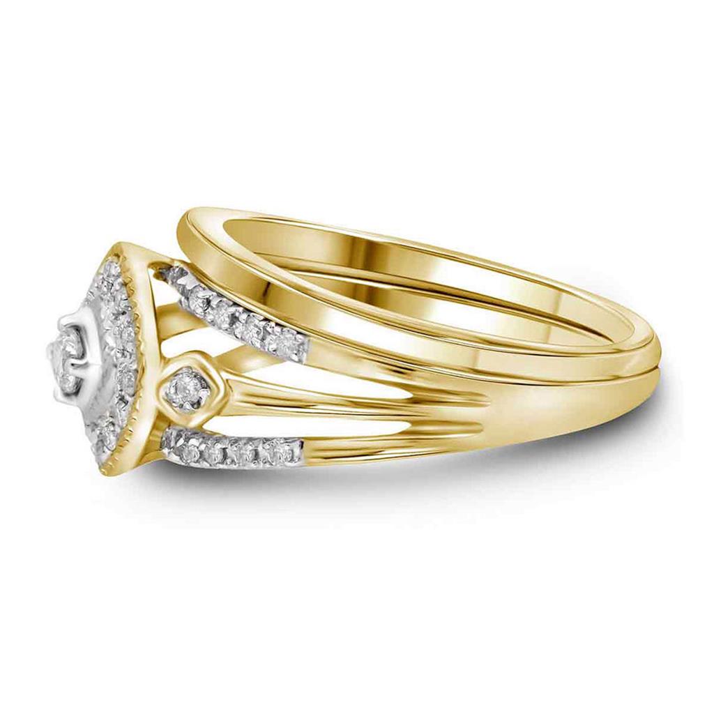 14k White Gold Round Diamond Bridal Wedding Ring Set 1/3 Cttw