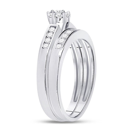 14k White Gold Round Diamond Bridal Wedding Ring Set 1/2 Cttw