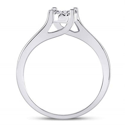 14k White Gold Round Diamond Cluster Bridal Engagement Ring 1/8 Cttw