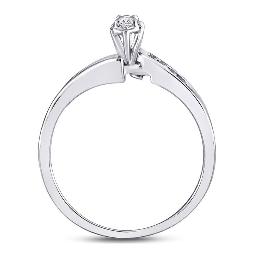 14k White Gold Marquise Diamond Marquise Bridal Engagement Ring 1/6 Cttw
