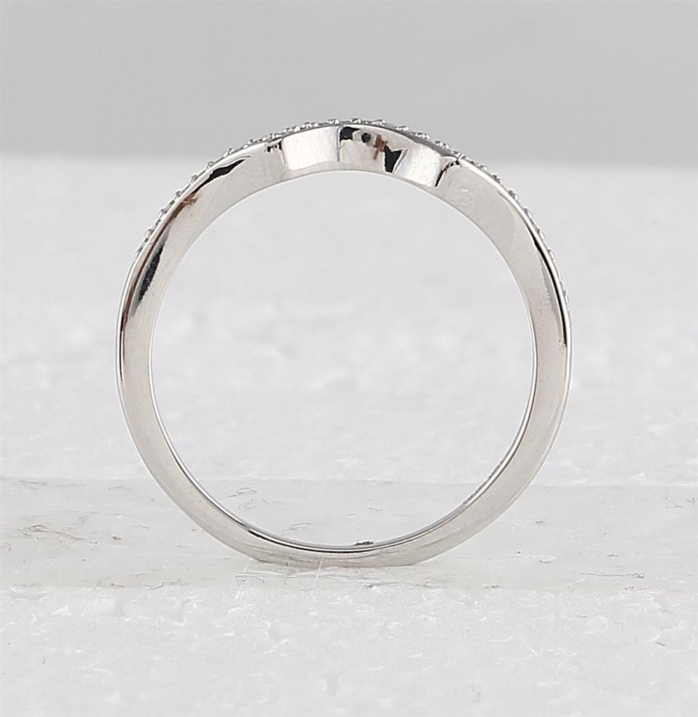 14k White Gold Round Diamond Twist Bridal Wedding Ring Set 1/3 Cttw