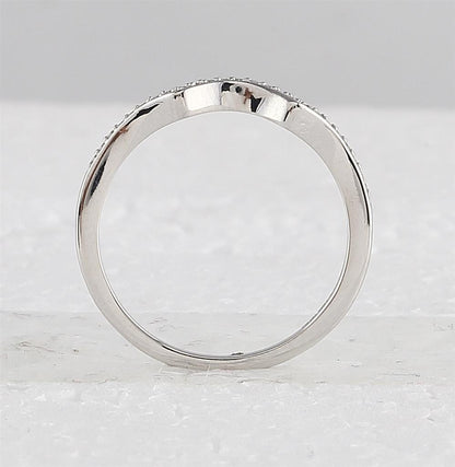 14k White Gold Round Diamond Twist Bridal Wedding Ring Set 1/3 Cttw