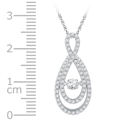 14k White Gold Round Diamond Moving Twinkle Solitaire Teardrop Pendant 3/4 Cttw