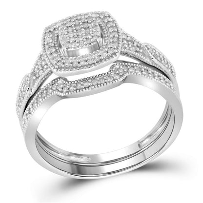 14k White Gold Round Diamond Bridal Wedding Ring Set 1/3 Cttw