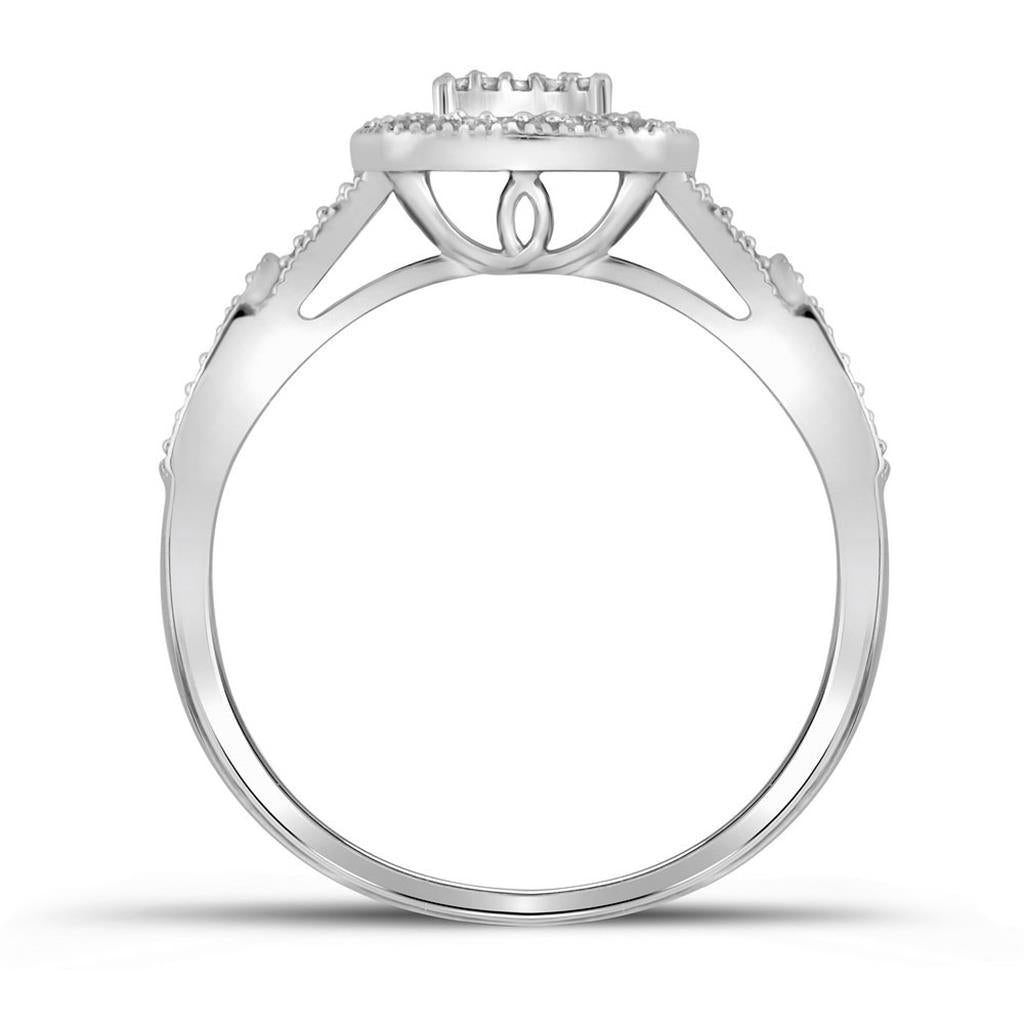 14k White Gold Round Diamond Bridal Wedding Ring Set 1/3 Cttw