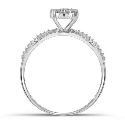 14k White Gold Round Diamond Bridal Wedding Ring Set 1/3 Cttw