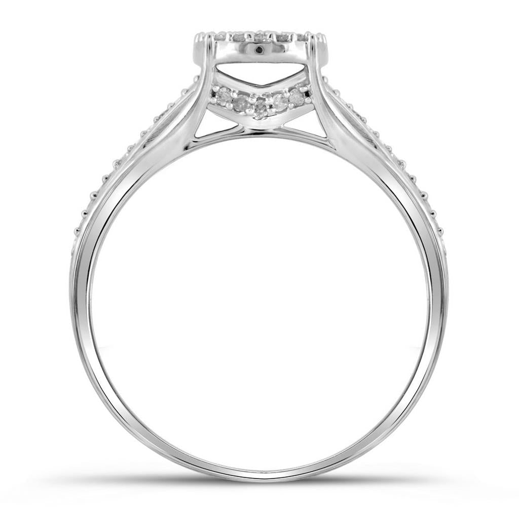 14k White Gold Round Diamond Bridal Wedding Ring Set 1/3 Cttw