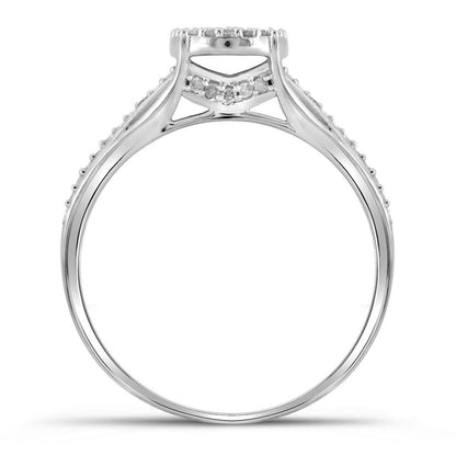 14k White Gold Round Diamond Bridal Wedding Ring Set 1/3 Cttw