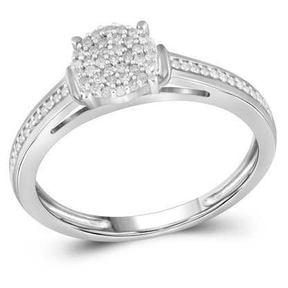 14k White Gold Round Diamond Cluster Bridal Engagement Ring 1/5 Cttw