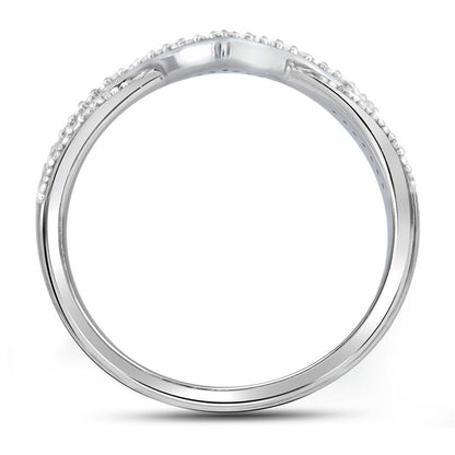14kt White Gold Womens Round Diamond Chevron Band Ring 1/8 Cttw