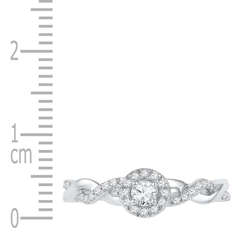 14k White Gold Round Diamond Solitaire Twist Bridal Engagement Ring 1/5 Cttw