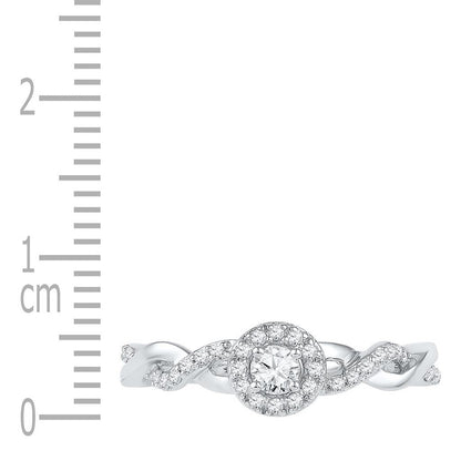 14k White Gold Round Diamond Solitaire Twist Bridal Engagement Ring 1/5 Cttw