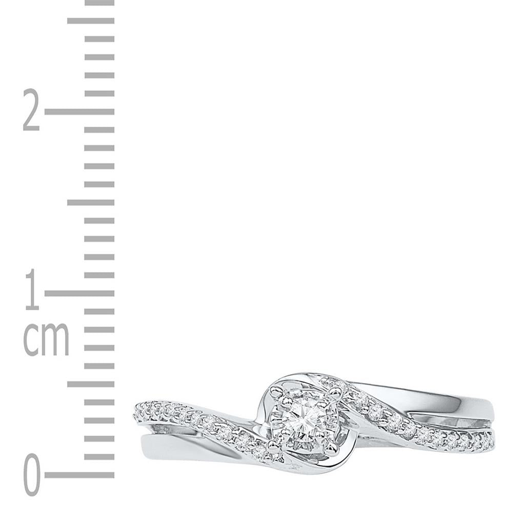 14k White Gold Round Diamond Solitaire Bridal Engagement Ring 1/8 Cttw