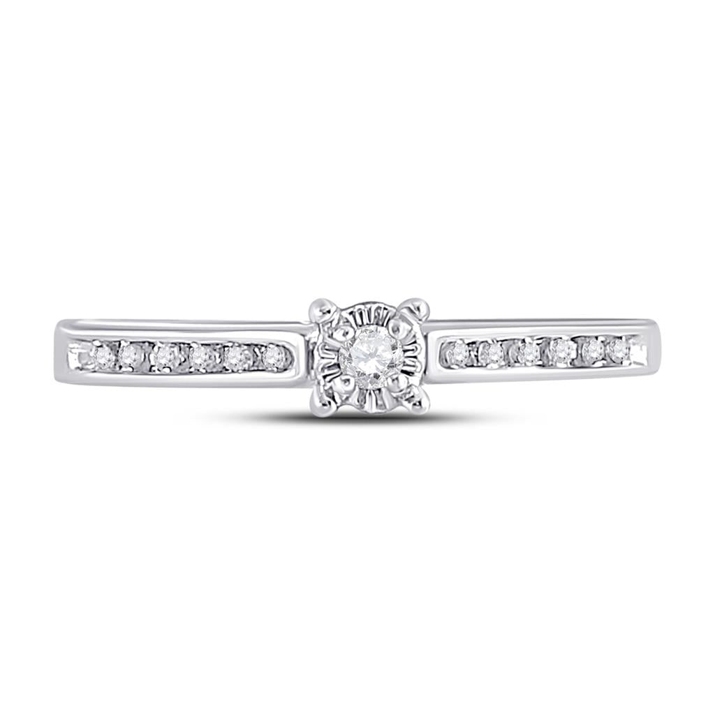 14k White Gold Round Diamond Solitaire Bridal Engagement Ring 1/10 Cttw