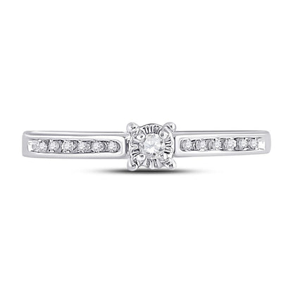 14k White Gold Round Diamond Solitaire Bridal Engagement Ring 1/10 Cttw
