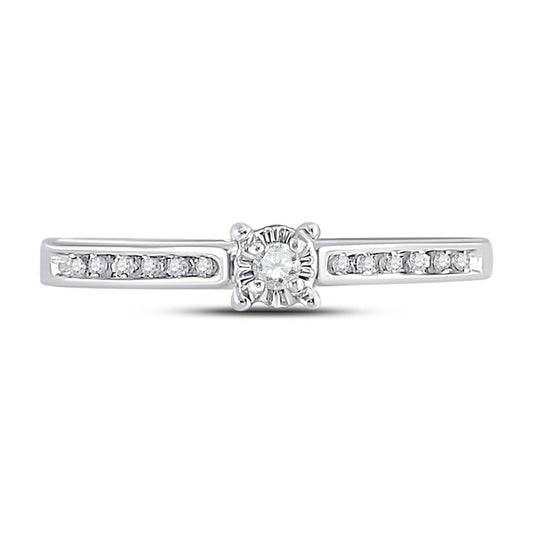 14k White Gold Round Diamond Solitaire Bridal Engagement Ring 1/10 Cttw