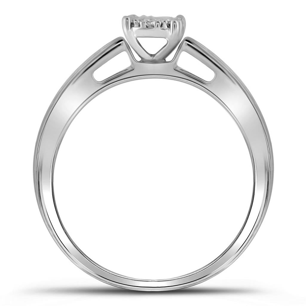 14k White Gold Round Diamond Bridal Wedding Ring Set 1/3 Cttw