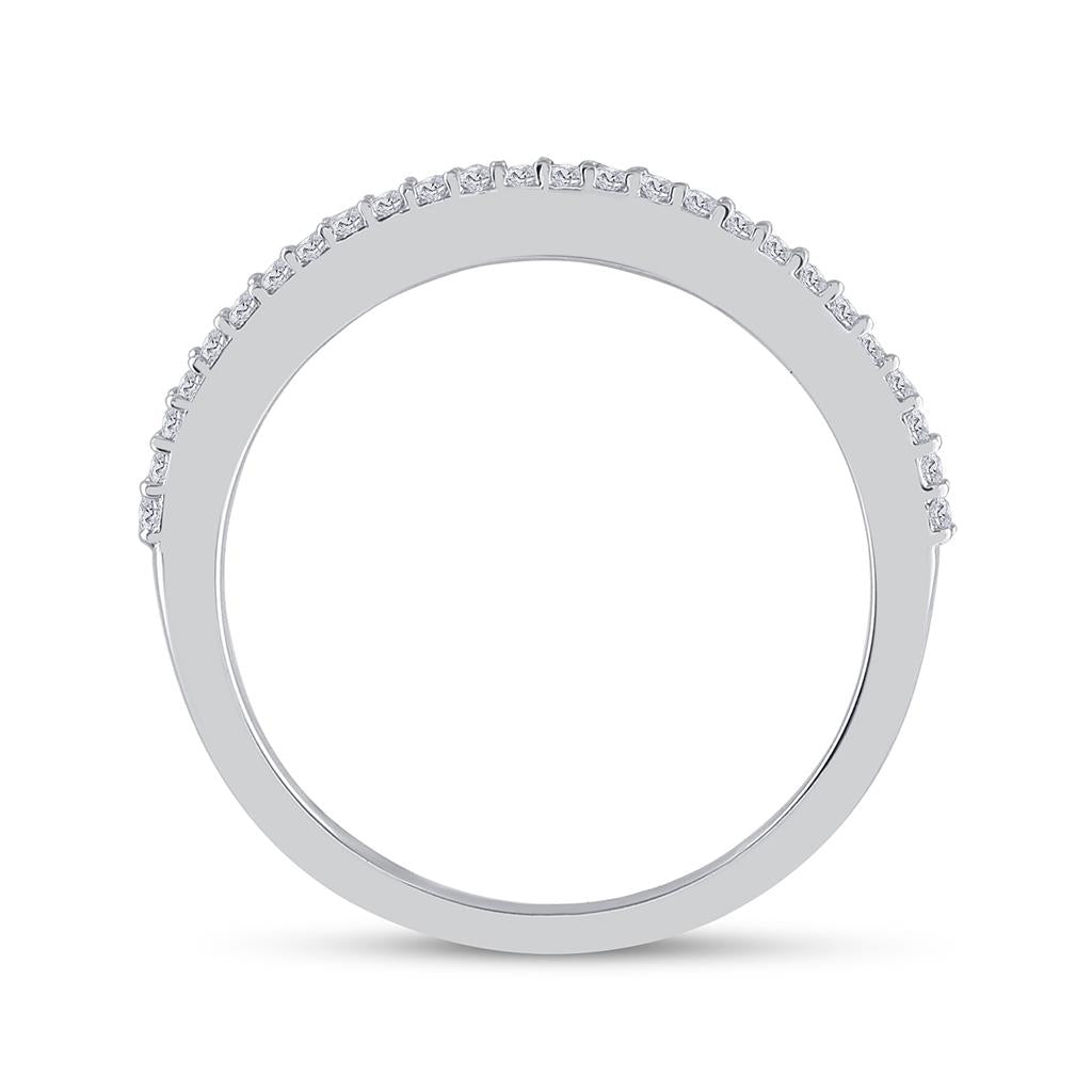 14k White Gold Round Diamond Slender Bridal Wedding Ring Set 1/3 Cttw