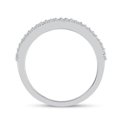 14k White Gold Round Diamond Slender Bridal Wedding Ring Set 1/3 Cttw