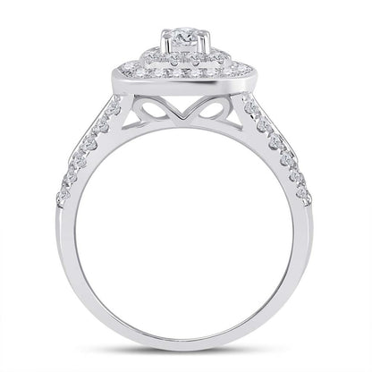 14k White Gold Round Diamond Bridal Wedding Ring Set 1 Cttw (Certified)