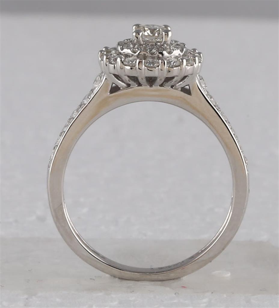 14k White Gold Round Diamond Bridal Wedding Ring Set 1 Cttw (Certified)