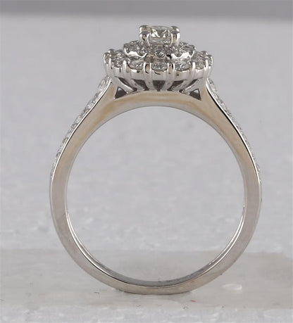 14k White Gold Round Diamond Bridal Wedding Ring Set 1 Cttw (Certified)