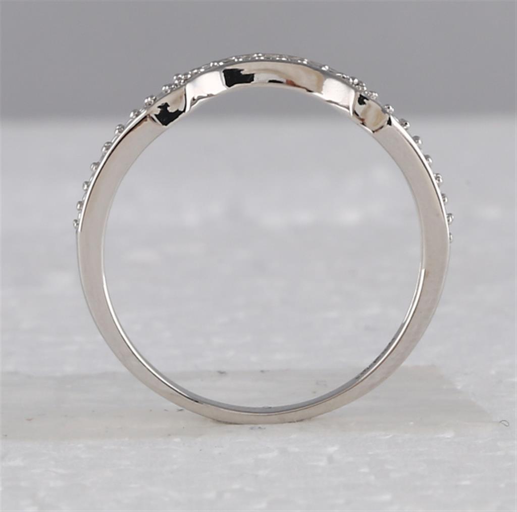 14k White Gold Round Diamond Square Bridal Wedding Ring Set 1/5 Cttw