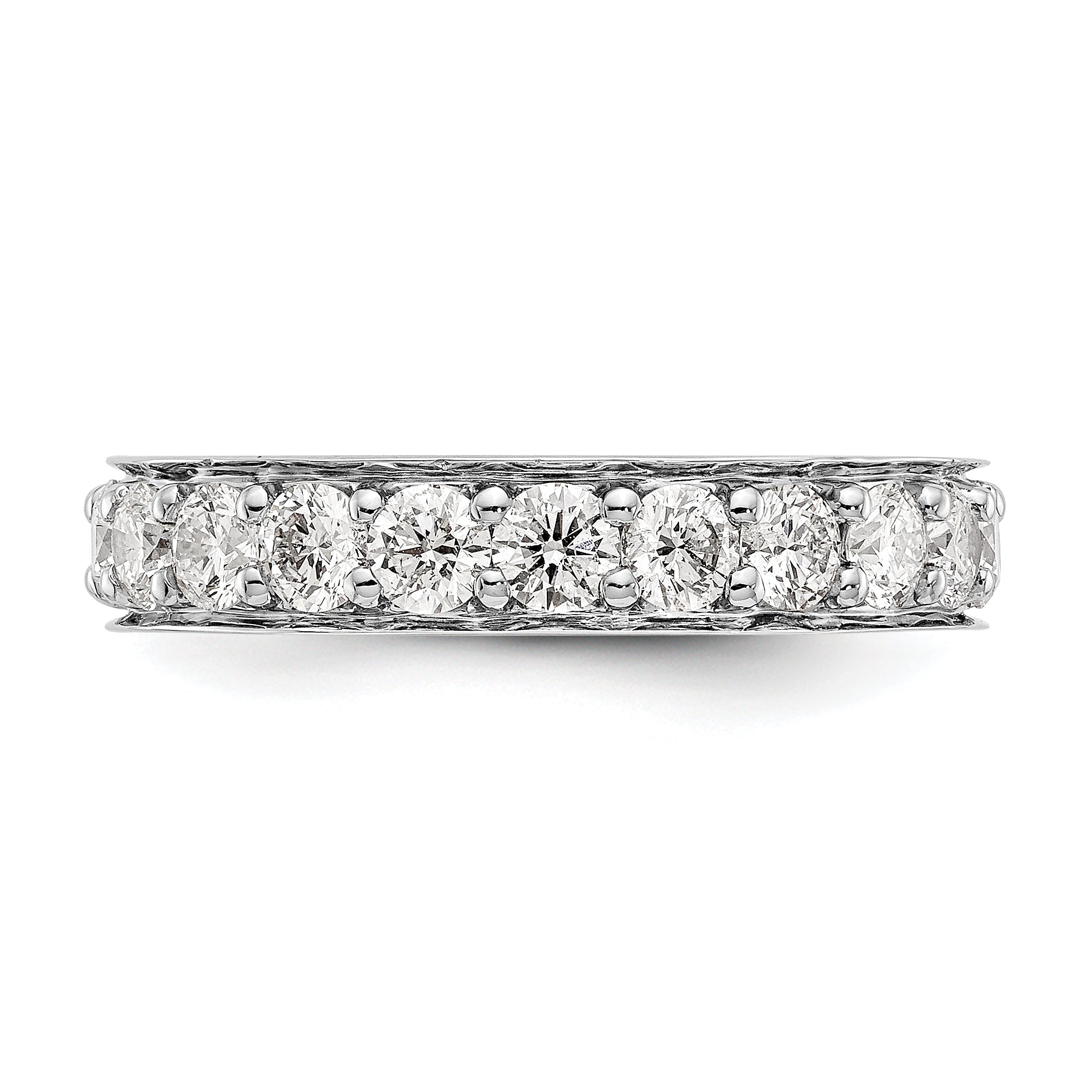 14k White Gold Polished Vintage 2ct Diamond Eternity Band