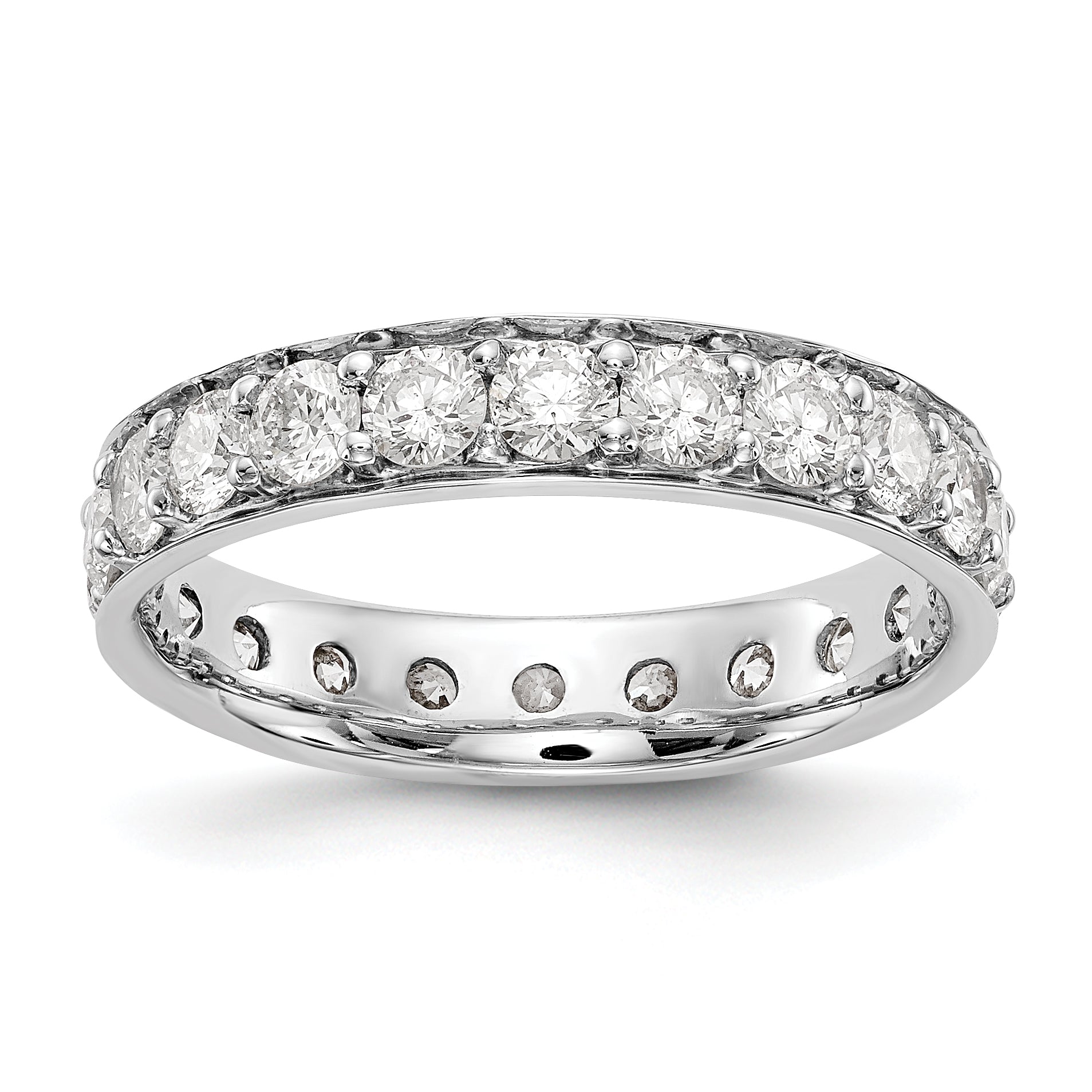 14k White Gold Polished Vintage 2ct Diamond Eternity Band