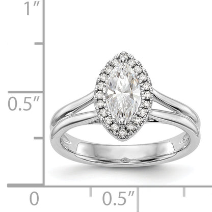 14kw Marquise Halo Simulated Diamond Split Shank Engagement Ring