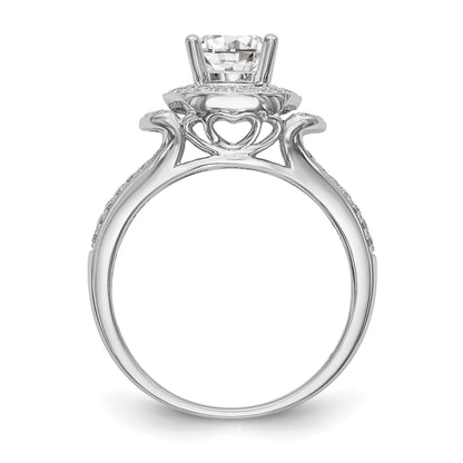 14K White Gold Round Simulated Diamond Halo Engagement Ring