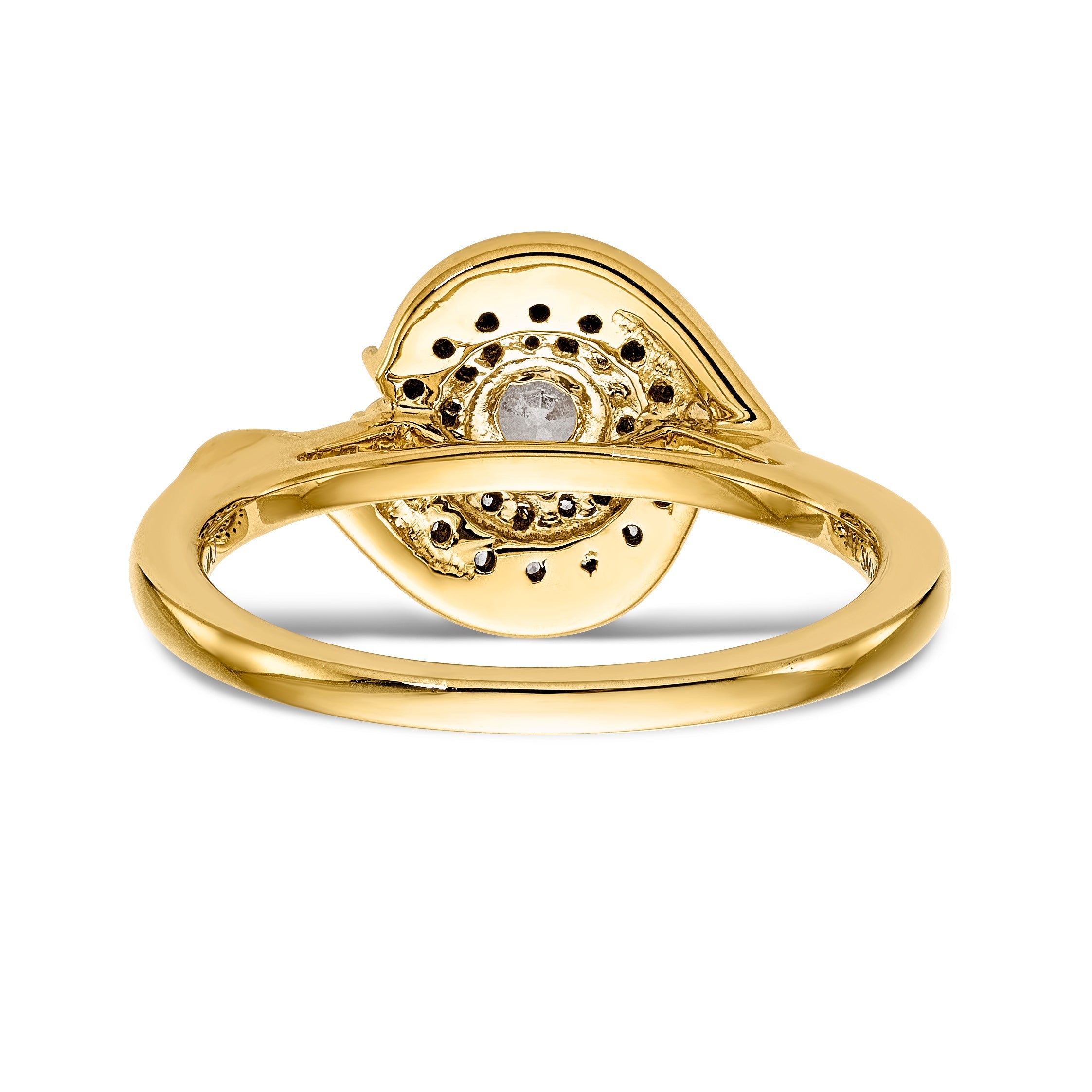 14K Yellow Gold Round Simulated Diamond Halo Engagement Ring