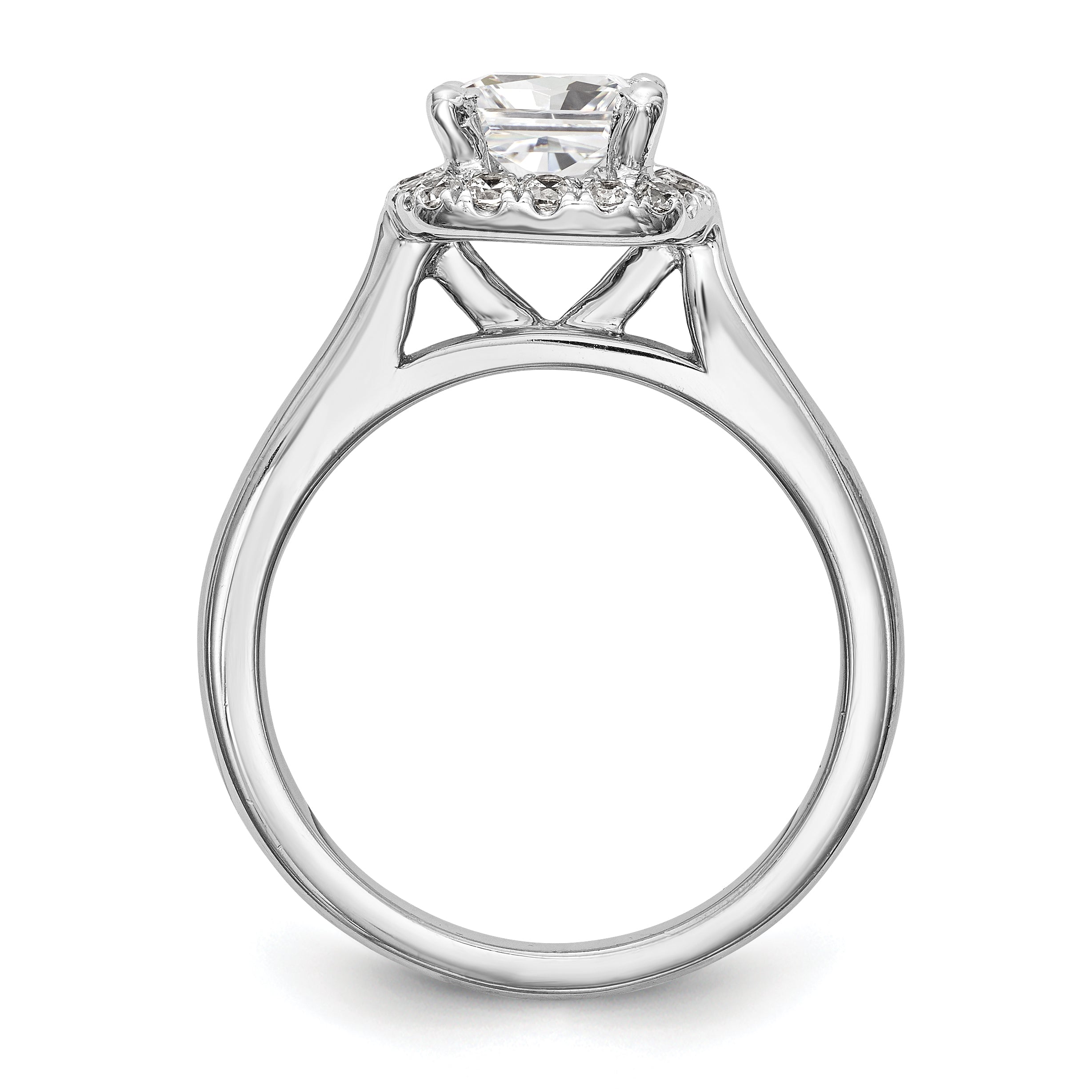 14K White Gold Princess Simulated Diamond Cushion Halo Engagement Ring