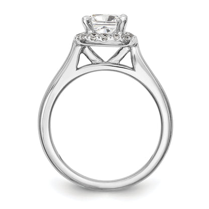 14K White Gold Princess Simulated Diamond Cushion Halo Engagement Ring