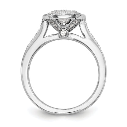 14K White Gold Cushion Bezel Simulated Diamond Halo Engagement Ring