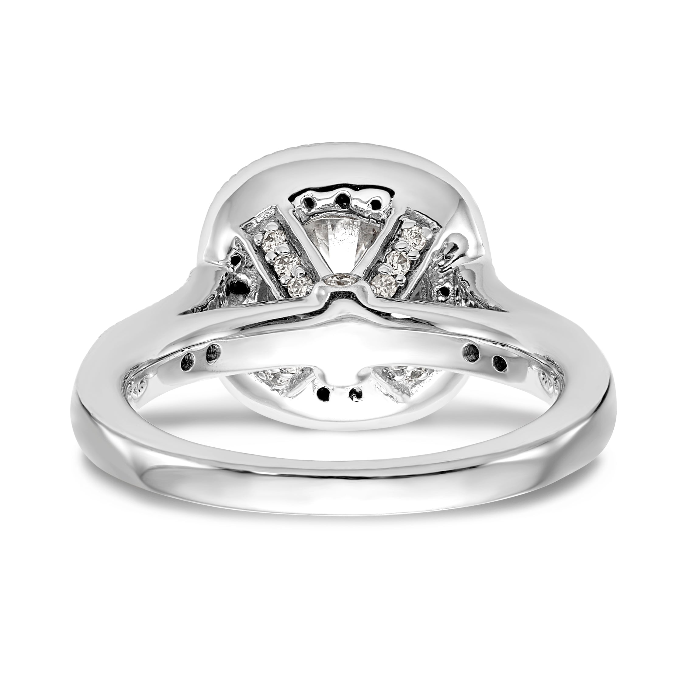 14K White Gold Round Simulated Diamond Cushion Halo Engagement Ring