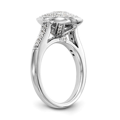 14K White Gold Round Simulated Diamond Cushion Halo Engagement Ring