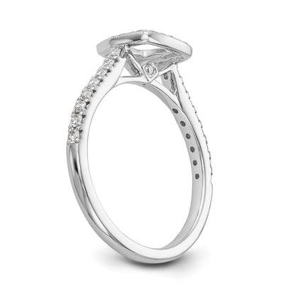 14K White Gold Peg Set Simulated Diamond Cushion Halo Engagement Ring